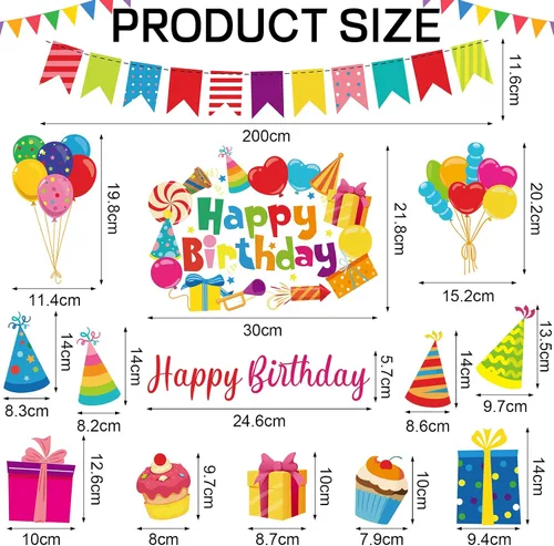 Vista 7 de 14 piezas de decoración de cumpleaños para automóvil, decoración de puerta, pancartas de cumpleaños, calcomanías magnéticas reflectantes, caja