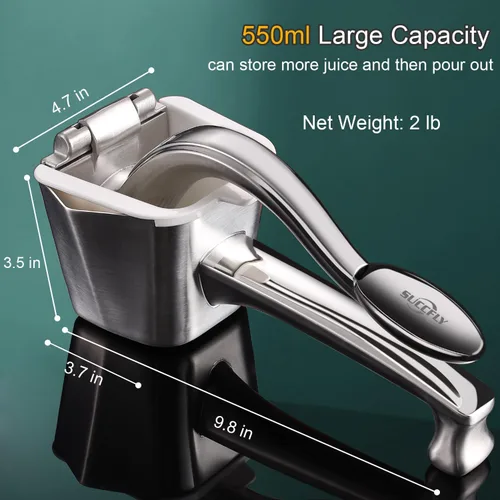 Vista 5 de SUCCFLY Exprimidor de Limón de Acero Inoxidable, Exprimidor Manual de Cítricos Lima Naranja Exprimidor de Frutas Mango Ergonómico Resistente Ahorro