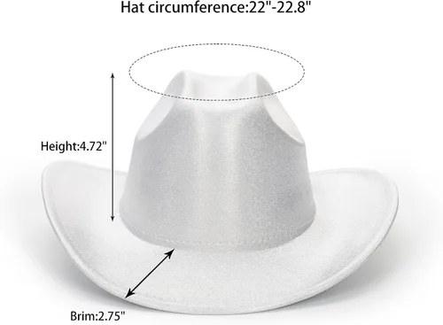 Vista 2 de Mealah Sombrero de vaquero holográfico brillante del oeste para mujer, sombrero de vaquera disco para boda, fiesta de disfraces musicales