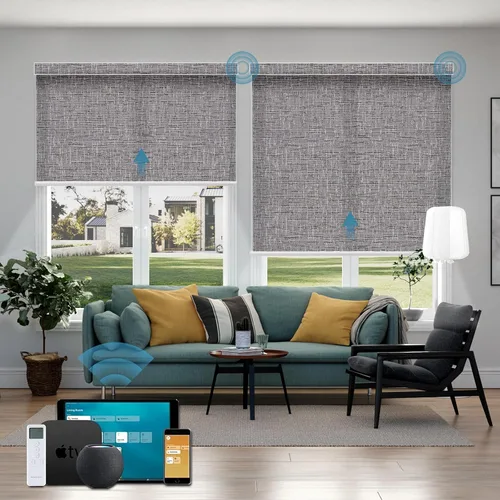 Vista 19 de Cortinas enrollables inteligentes de filtrado de luz motorizadas compatibles con HomeKit, persianas inteligentes para ventanas con 1% de apertura