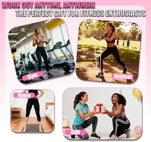 Vista 7 de Figura 8 Fitness Resistance - Juego de 3 bandas de tubo de ejercicio para brazos y hombros, asas antideslizantes elásticas, gimnasio en casa, yoga