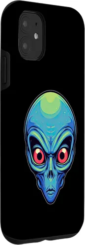 Vista 12 de iPhone 13 Pro Max Alien Face UFO Alien Head Funny Alien Case