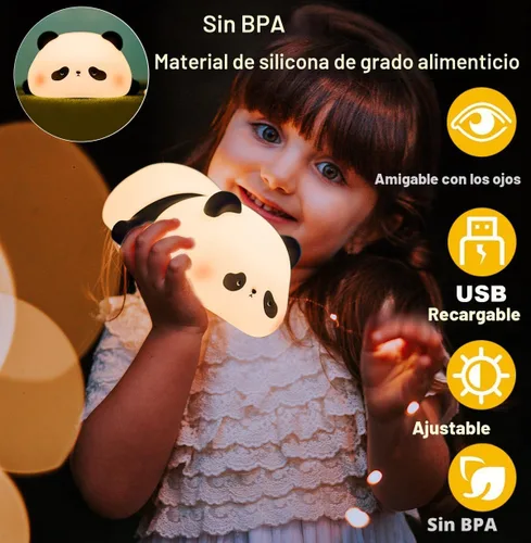 Vista 4 de DREAMING MY DREAM Linda Luz Nocturna de Panda, Lámpara Nocturna LED Suave de Animales Novedosa, Luz Nocturna de Guardería Regulable de 3 Niveles