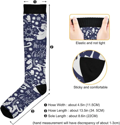 Vista 3 de KOPIRIT Merry Christmas Angel Compression Socks for Women Men Compression Stockings Circulation Support Socks Long Winter Boot Sock for Flights Gym
