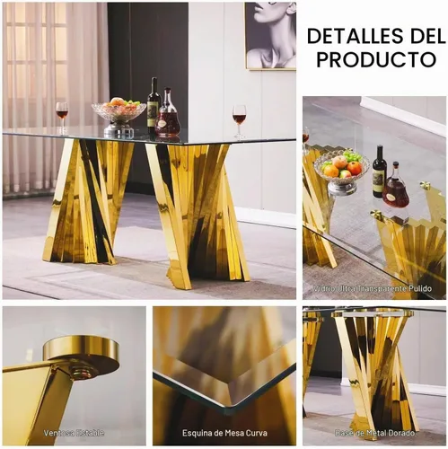 Vista 8 de Juego de mesa de comedor de lujo de 5 piezas para 4 personas