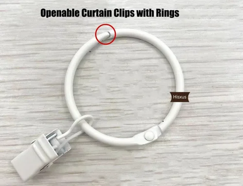 Vista 3 de 35 clips de cortina que se abren con anillos blancos de 1.5 pulgadas, clip decorativo de metal fuerte para cortina, a prueba de óxido, anillos