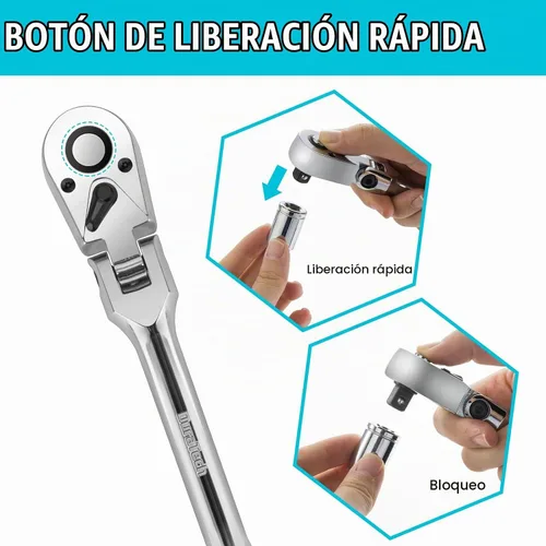 Vista 4 de DURATECH Trinquete de cabeza flexible de 3/8