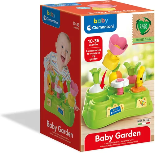 Vista 2 de Clementoni - Juego de jardinería para bebés: juego sensorial para niños pequeños, 6 piezas coloridas (flores y verduras), ecológico, promueve