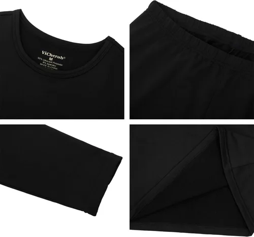 Vista 6 de Conjunto de ropa interior térmica para mujer, pantalones largos con forro polar, capa base suave y parte inferior