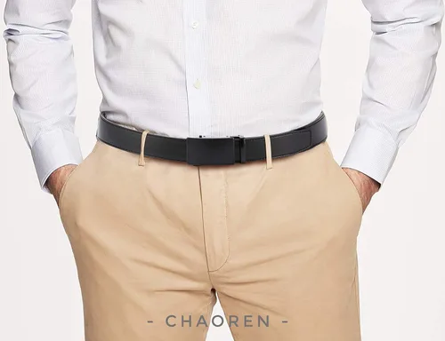 Vista 2 de CHAOREN Cinturón de cuero con trinquete para hombre, ajuste personalizable, estilo sin esfuerzo (1.378 in)