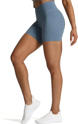 Vista 3 de Aoxjox Trinity - Pantalones cortos de ciclismo para mujer, cintura cruzada, cintura cruzada, cintura alta, ejercicio, atletismo, gimnasio, correr