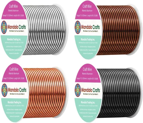 Vista 355 de Mandala Crafts - Alambre de aluminio anodizado de calibre 22 para hacer joyas - 137.2 m de alambre flexible surtido y coloreado - Doble para bonsái