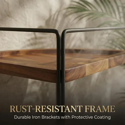 Vista 6 de Demigo - Organizador esquinero para encimera de baño, organizador de encimera de madera de acacia de 2 niveles, 13.2 x 9.9 pulgadas, estante