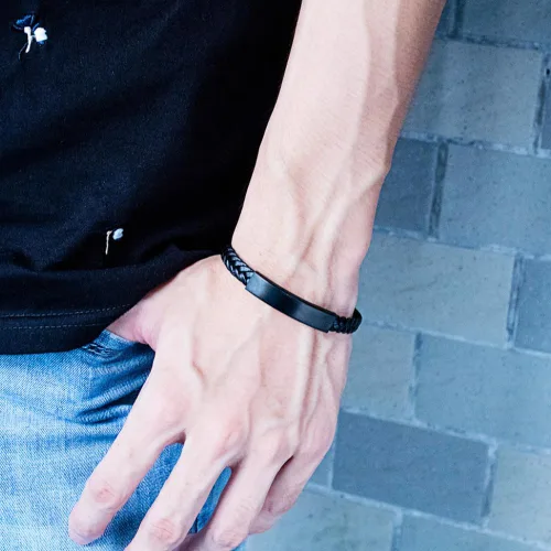 Vista 4 de DARIN GIFT - Pulsera de cuero trenzado con texto en inglés "To My Little Brother", regalo de hermano hermana, gracias por tu amor y apoyo, regalos