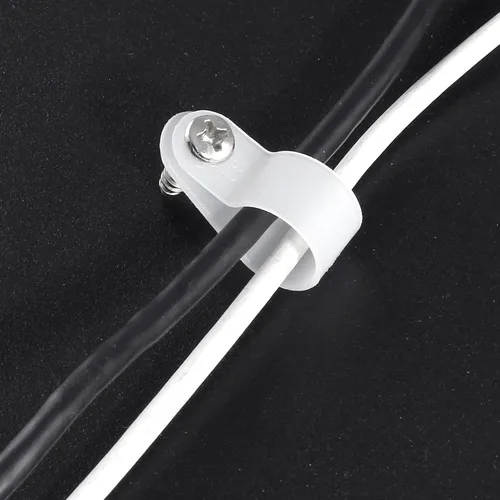 Vista 9 de 50 abrazaderas de clip tipo R de 1/2 pulgada, clips de montaje tipo P de nailon, abrazadera de alambre para gestión de cables, tornillos de acero