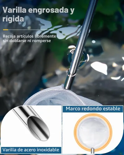 Vista 6 de Red de acuario Pawfly - Red de 5,1 cm para camarones y peces bebés con mango de acero inoxidable extensible para peceras pequeñas y estanques