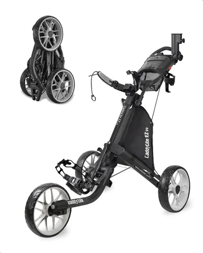 Vista 10 de Caddytek CaddyLite EZ V8 Carrito de Golf Empujable - Carrito Ligero de 3 Ruedas Plegable con Plegado de 2 Pasos con un Solo Clic, Ruedas de EVA