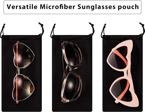Vista 3 de Funda de microfibra para gafas de sol, bolsa suave con paño de limpieza para gafas, 25 piezas