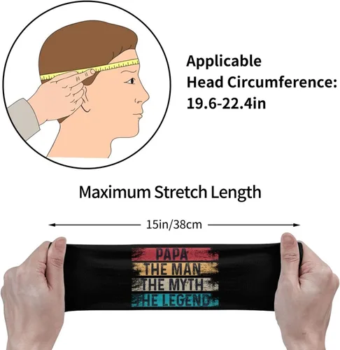Vista 7 de Papa The Man The Myth The Legend Headband for Men Women Sports Sweatband for Fitness Exercise Moisture Wicking Running Yoga Hairbands