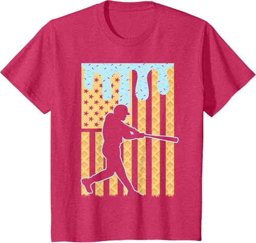 Vista 52 de Camiseta de béisbol Drip Boys Dripping Ice Cream Baseball American Flag, Negro -, Pequeña