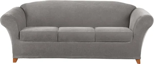Vista 23 de Sure Fit Home Décor Funda Elástica de Piqué para Cojín Box de Otomana de Gran Tamaño de Una Pieza, Ajuste Elástico, Poliéster/Spandex, Lavable a