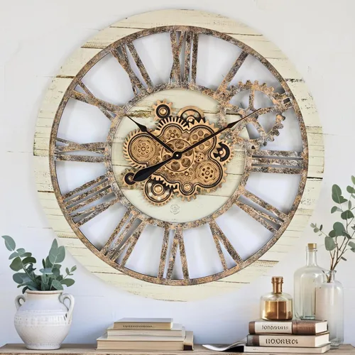 Vista 16 de ImprovingLife The Gears Clock - Reloj de pared con engranaje móvil real de 36 pulgadas, estilo vintage, industrial, de gran tamaño, rústico