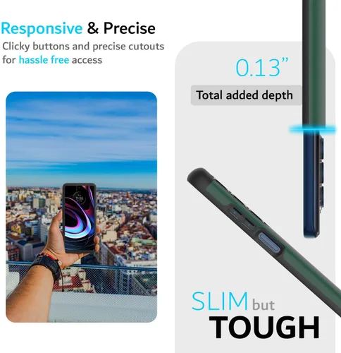 Vista 4 de TUDIA Merge - Funda para Motorola Edge 5G UW 2021, color verde cazador