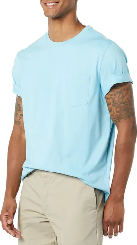 Vista 5 de Tienda Essentials Camiseta de manga corta con cuello redondo para hombre, ajuste regular, paquete de 2