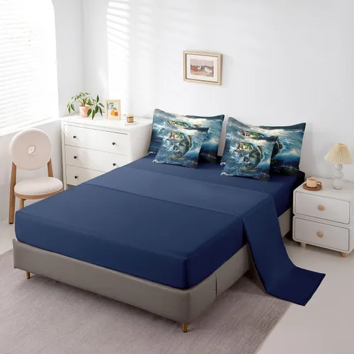Vista 43 de Feelyou Juego de edredón de ciervo con sábanas – Tamaño Queen 7 piezas Juego de ropa de cama infantil de caza rústica – Cama de ciervo de cabaña