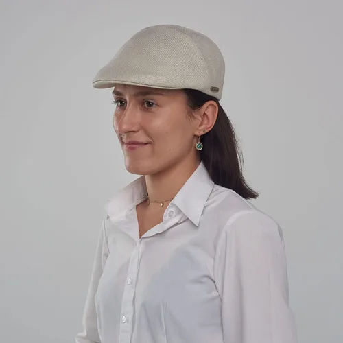 Vista 6 de Sterkowski Ivy Five - Gorra plana de lino 100% natural para hombres y mujeres, súper ligera, 5 paneles sin forro Beige