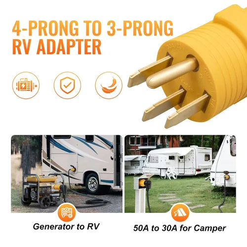 Vista 3 de MECMO Adaptador de 50 Amp a 30 Amp para RV, Conector Adaptador de Enchufe RV de NEMA 14-50P a NEMA TT-30R, Enchufe Macho de 50A a Hembra de 30A