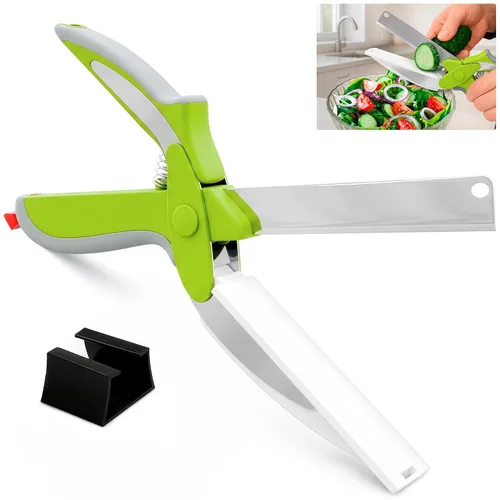Vista 13 de Tijeras de cocina 2 en 1 para alimentos, tijeras de tabla de cortar con Agarradera negra