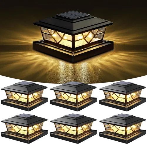 Vista 9 de Luces solares para postes al aire libre, paquete de 12, 2 modos LED, luces solares para postes de plataforma y valla para 3.5 x 3.5, 4 x 4, 5 x 5