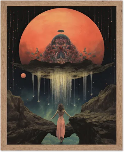 Vista 65 de Poster Master Póster OVNI – Impresión de mujer enmascarada – Arte extraterrestre – Arte surrealista – Arte de ciencia ficción – Regalo para hombres
