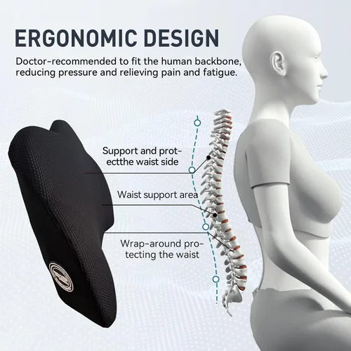 Vista 5 de SPRFUFLY Realmente Increíble Almohada de Soporte Lumbar para Asiento de Automóvil - Espuma Viscoelástica Pura con Funda Extraíble Transpirable