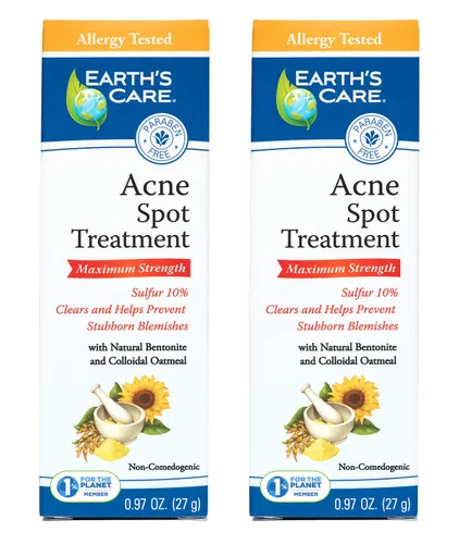Vista 10 de Earth's Care Tratamiento de manchas para el acné - Medicamento en crema de azufre al 10% para eliminar el acné quístico, espinillas y puntos negros