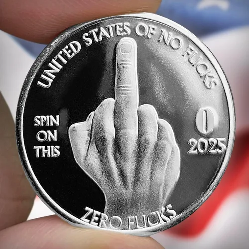 Vista 2 de ZFG Inc. Monedas de 25 centavos de Zero F's Given para regalo, color plata, diseño del dedo medio, paquete de 10