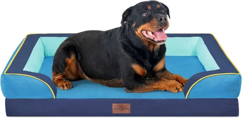 Vista 178 de Comfort Expression - Cama ortopédica para perros medianos, 28 x 19 pulgadas, cama impermeable y de apoyo de espuma con cojines removibles, sofá