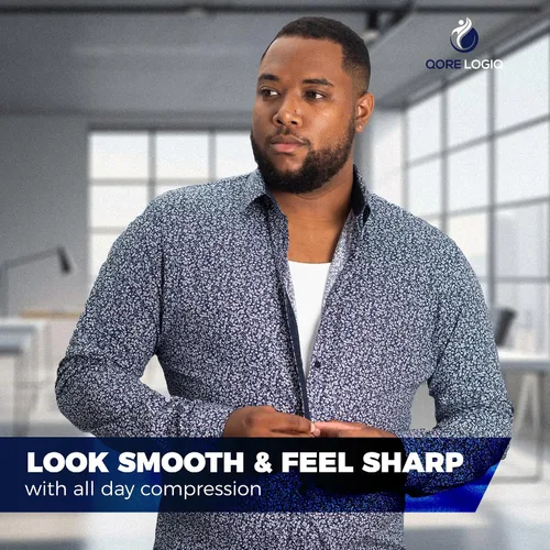 Vista 3 de QORE LOGIQ Camisas de compresión de ginecomastia para hombres, camiseta sin mangas adelgazante, moldeador de cuerpo, fajas para hombres, sujetador