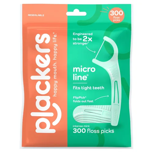 Vista 10 de Plackers Micro Mint - Púas de hilo dental, 90 unidades, paquete de 3