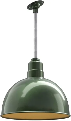 Vista 33 de Steel Lighting Co. Colgante de cuenco rosa Lámpara montada en el techo Cúpula de 15 pulgadas vástago de 12 pulgadas Estilo granero de acero