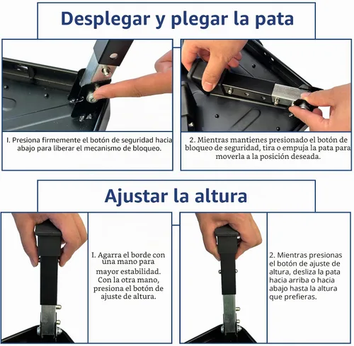 Vista 7 de BONTEC Taburete plegable, taburete de metal ajustable de 3 niveles, 330