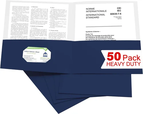Vista 15 de Zzrywuty 100 Paquetes de Carpetas de Archivo de Dos Bolsillos con Ranura para Tarjetas de Visita, Papel Texturizado, Tamaño Carta, Capacidad