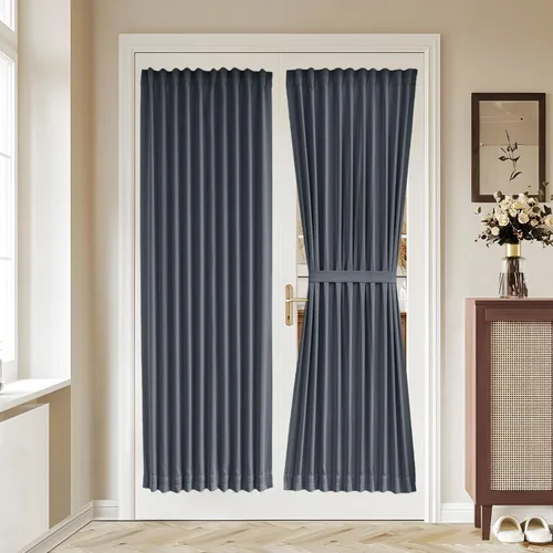 Vista 34 de Vatge Cortinas laterales autoadhesivas para puertas de cristal, sin taladro, extraíble, panel de filtrado de luz, 1 panel, 12 pulgadas de ancho x 60
