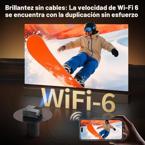 Vista 7 de Proyector para exteriores con WiFi y Bluetooth, 1500 ANSI/Compatible con Netflix Dolby Audio Smart Projector, proyector de película 4K para cine