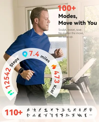 Vista 3 de Relojes inteligentes rastreador de actividad física para hombres y mujeres con contador de pasos, monitor de sueño y calorías, podómetro