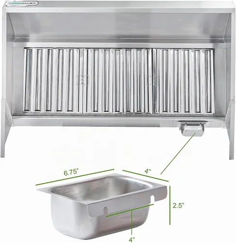 Vista 4 de HOODMART Sistema de Campana de 4' para Remolque de Concesión para Camión de Comida Campana Extractora Comercial con Ventilador de Escape