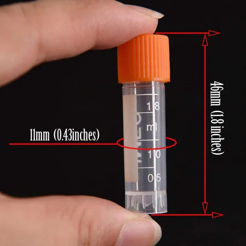 Vista 2 de 81 piezas de tubos criogénicos de 2 ml, viales pequeños de plástico con tapas de rosca, tubos de muestra, material PP, con junta de gel de sílice