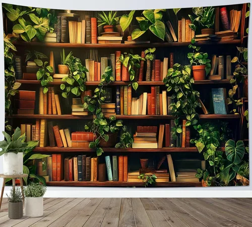 Vista 21 de HVEST Tapiz de cactus con diseño de plantas suculentas del desierto tropical en estante de madera, tapiz para colgar en la pared, acuarela botánica