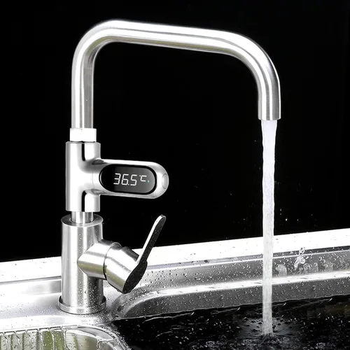 Vista 2 de Pantalla de termómetro de ducha, termómetro digital LED de 0 ~ 212.0 °F para baño de bebé, pantalla Fahrenheit/centígrado, pantalla giratoria